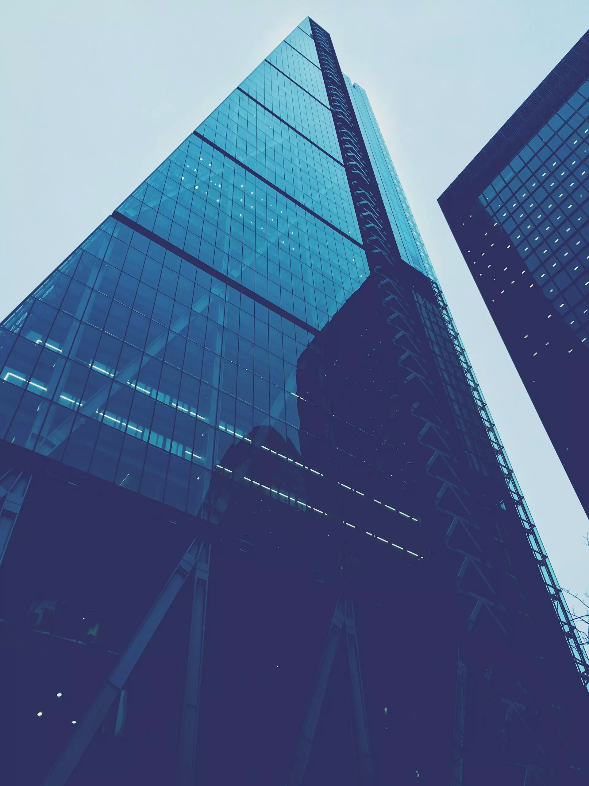 A skyscraper viewed from below