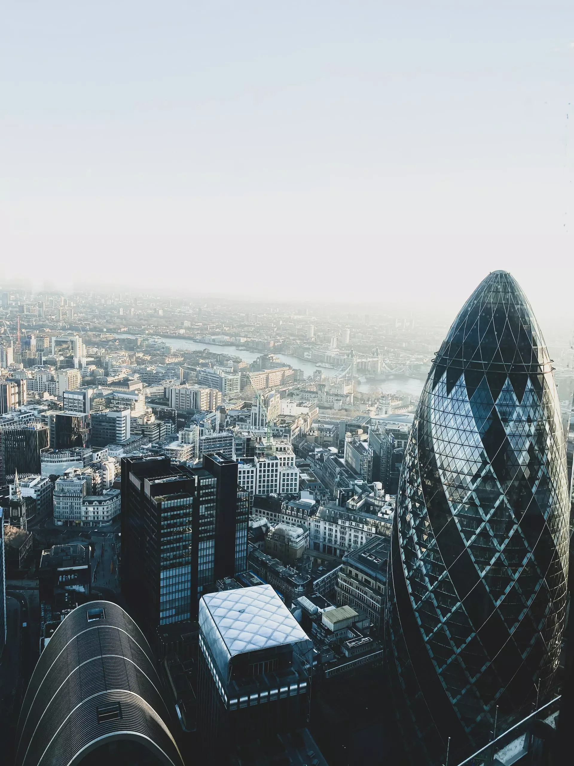 Landscape of London and The Gherkin skyscraper