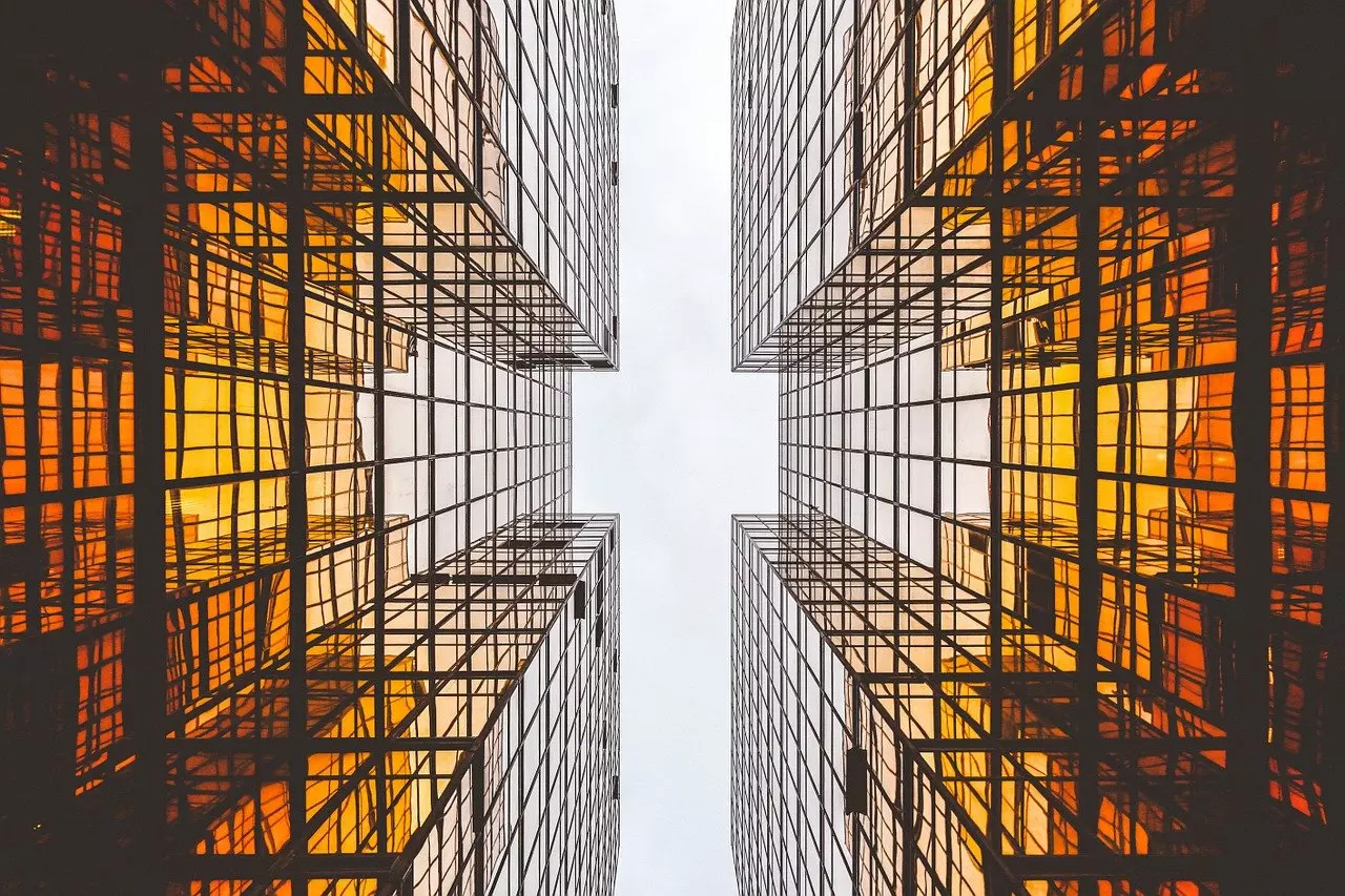 Skyscrapers viewed from below